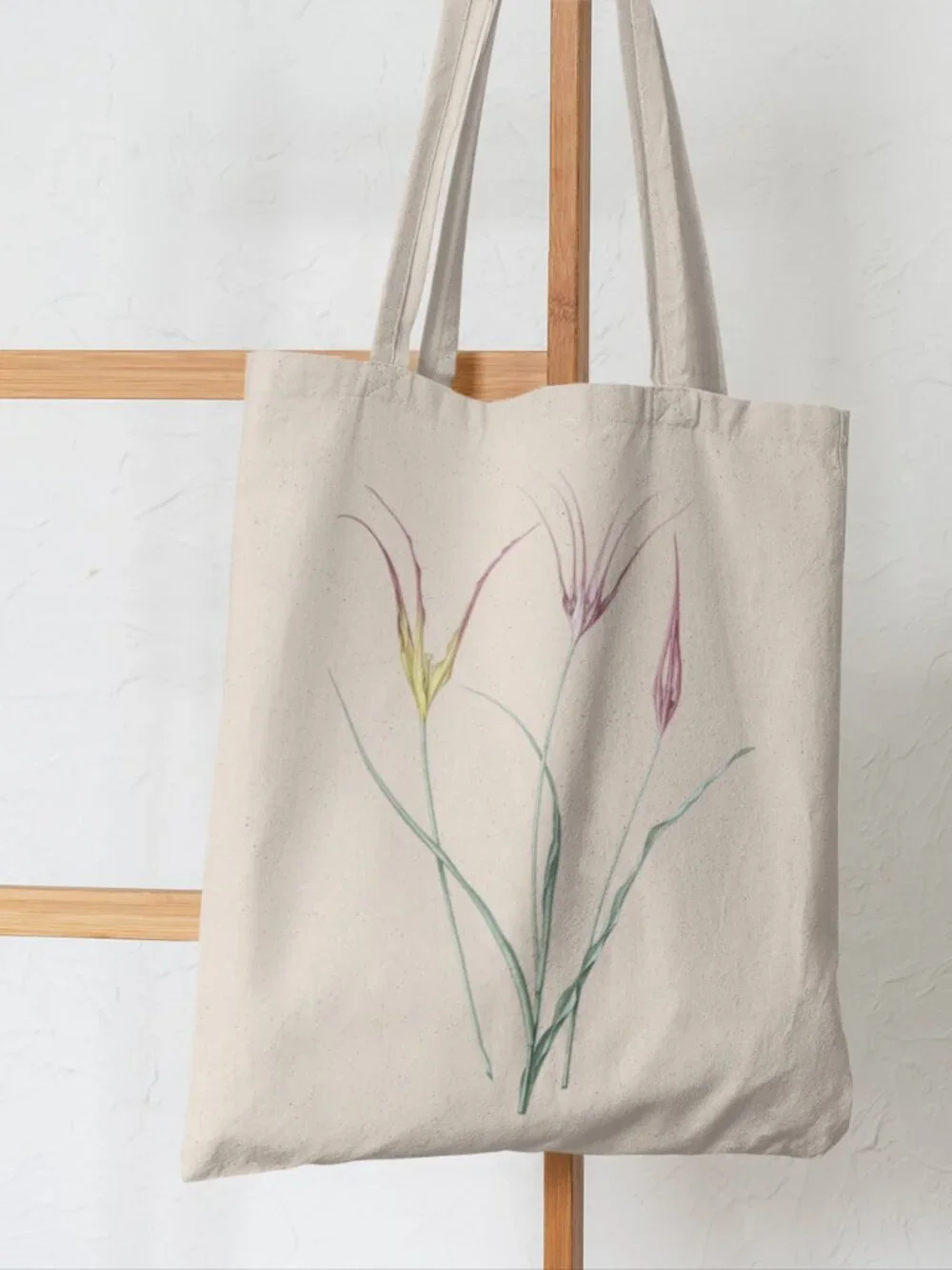 Horned Tulip Vintage Floral Print Graphic Canvas Tote Bag